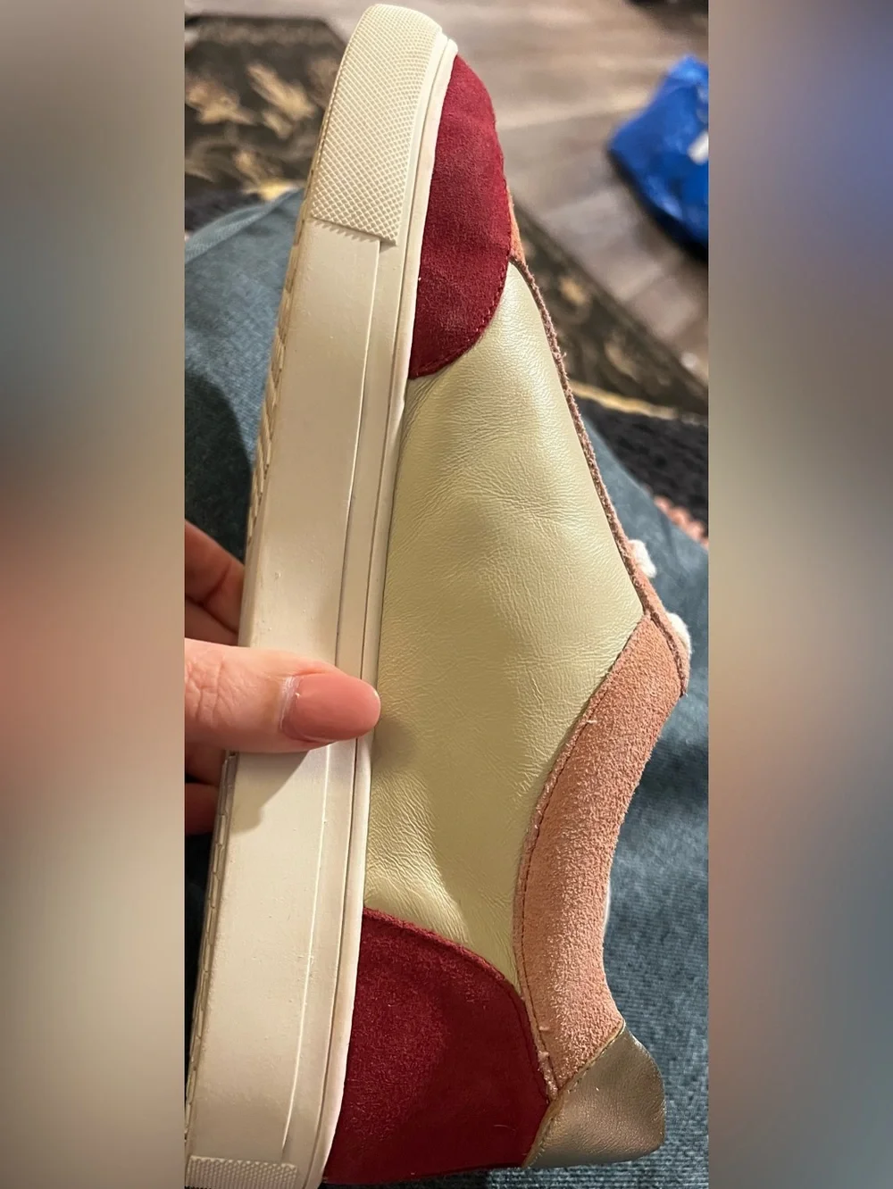 Birdies Cardinal Sneakers Pink and Gold Suede Accents Lace Up Women’s Sz 9